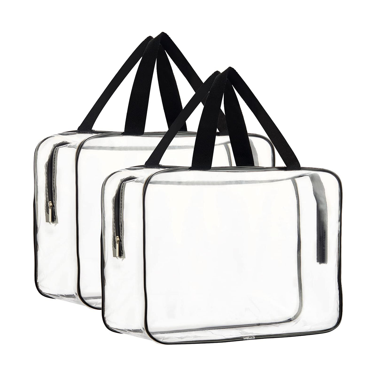 HAOGUAGUA front view of two clear tote bags showing contents for fast access