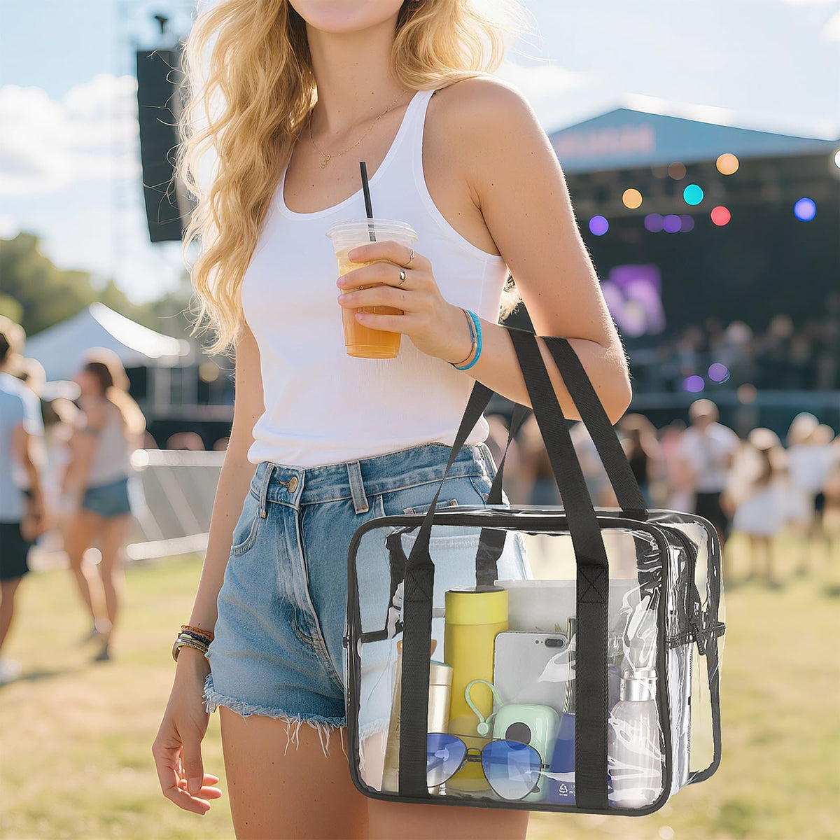 HAOGUAGUA bag in stadium seat to show event-ready clear compliance