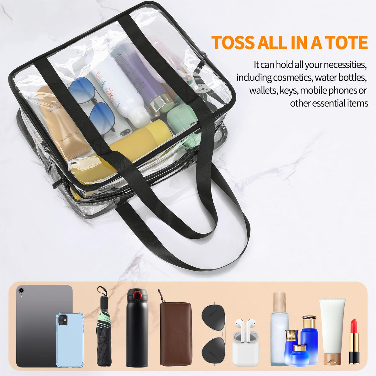 HAOGUAGUA filled with toiletries to illustrate storage capacity