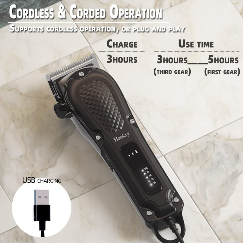 Haokry clippers in hand to show size and grip for precise home barbering