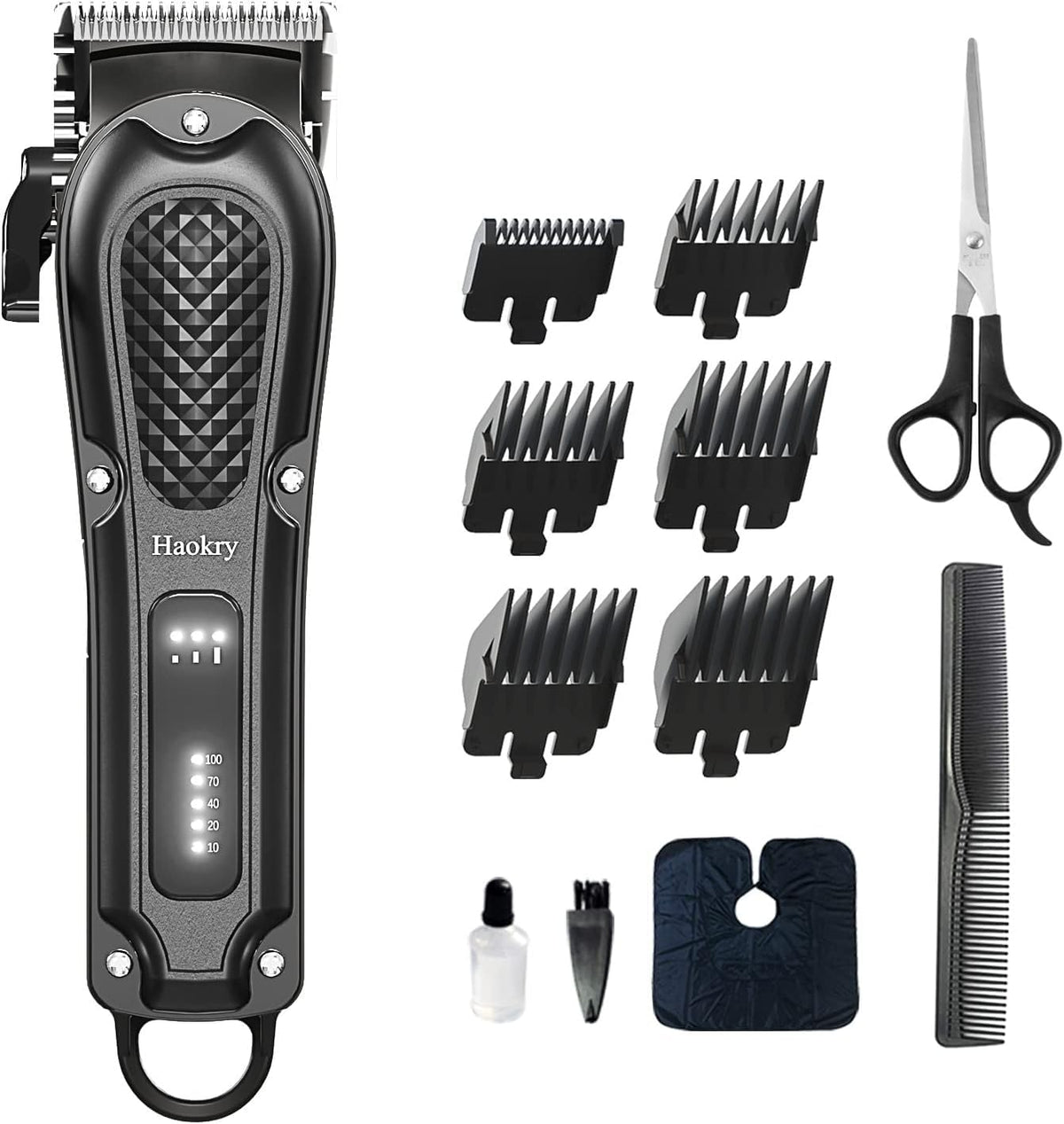 Haokry clippers front view showing ergonomic grip and complete body for comfortable grooming