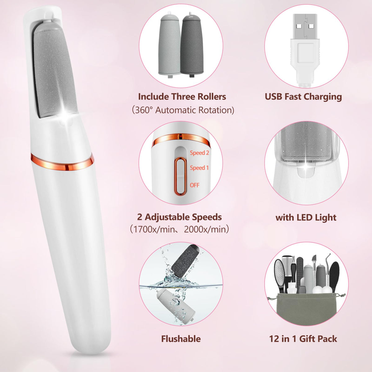 Haootadiy 12-in-1 stainless steel pedicure tools arranged neatly for full foot care