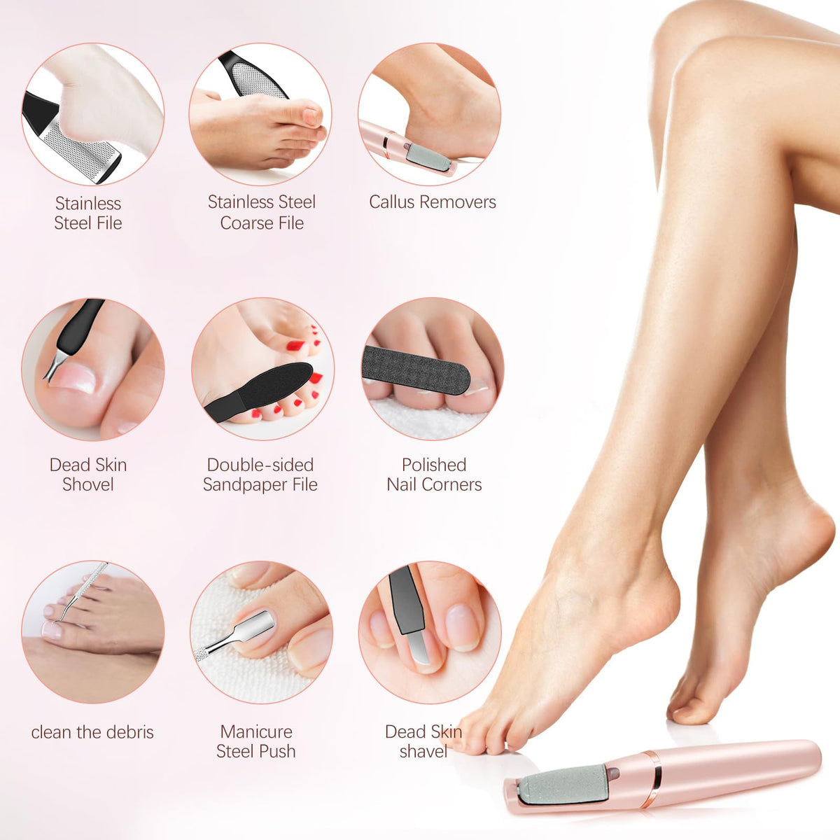Haootadiy demonstration removing callus from heel showing efficient dead skin reduction