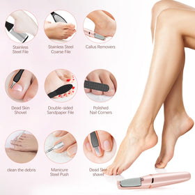 Haootadiy demonstration removing callus from heel showing efficient dead skin reduction