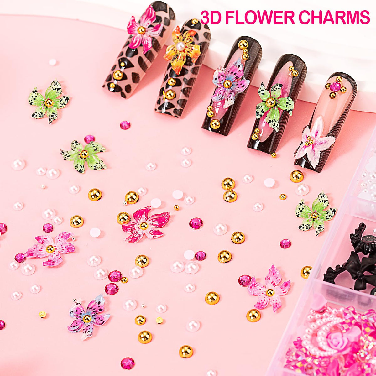 haozher 3D charms butterflies bows moons for playful nail accents