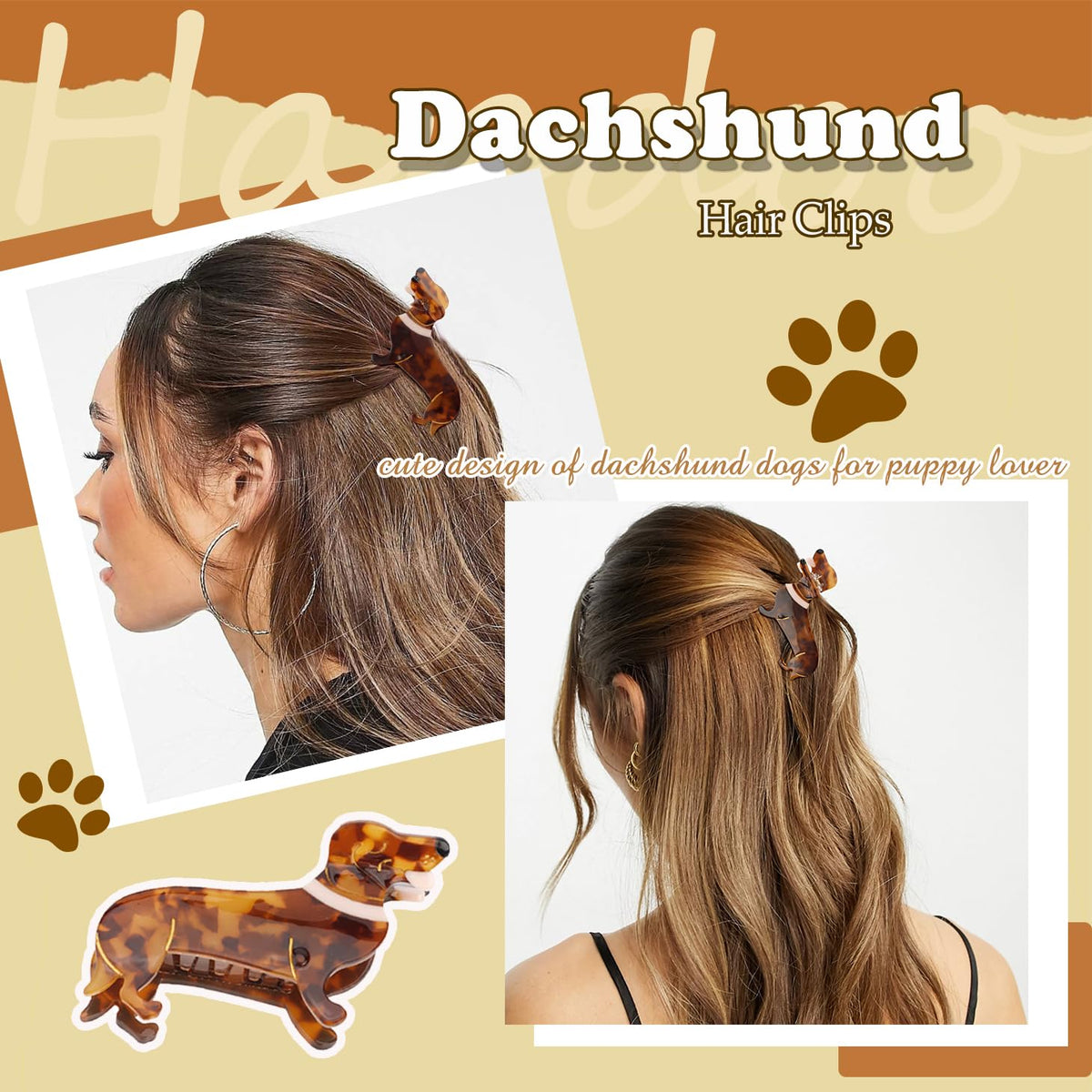 Hapdoo dachshund acetate texture close-up showing smooth, hair-friendly finish