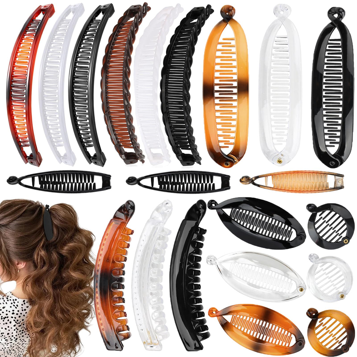 Hapdoo front view of 21-piece clip set showing variety and convenience