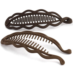 Hapdoo front view of large matte banana clip showing full shape and secure hold