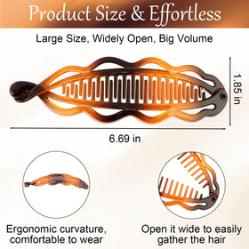 Hapdoo tortoise shell large banana clip front view complements varied hair colors
