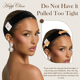 HappClan lifestyle woman wearing wig with band for confident all‑day security
