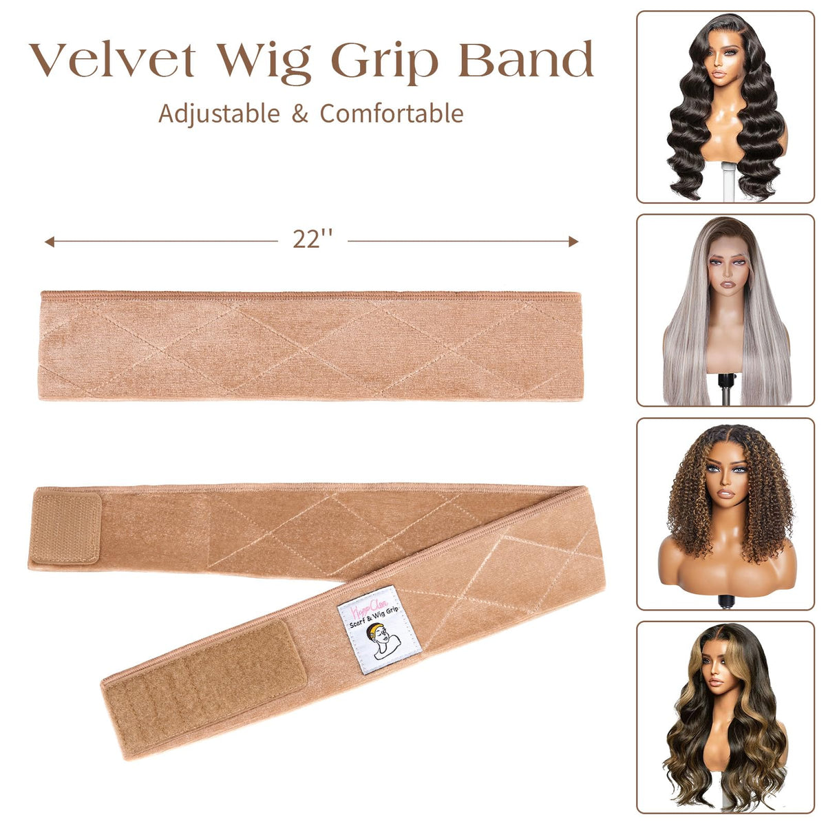 HappClan mesh caps included image showing breathable caps to protect hair under wig