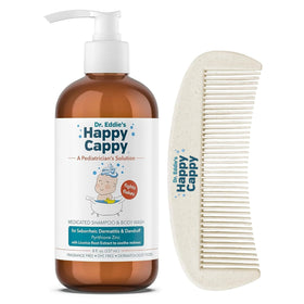 Happy Cappy front bottle label showing key benefits and pediatrician design
