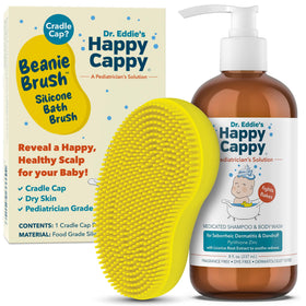 Happy Cappy front packaging bundle showing product and brush benefiting gentle scalp care