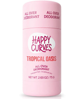 HAPPY CURVES front label showing Tropical Oasis scent and benefits