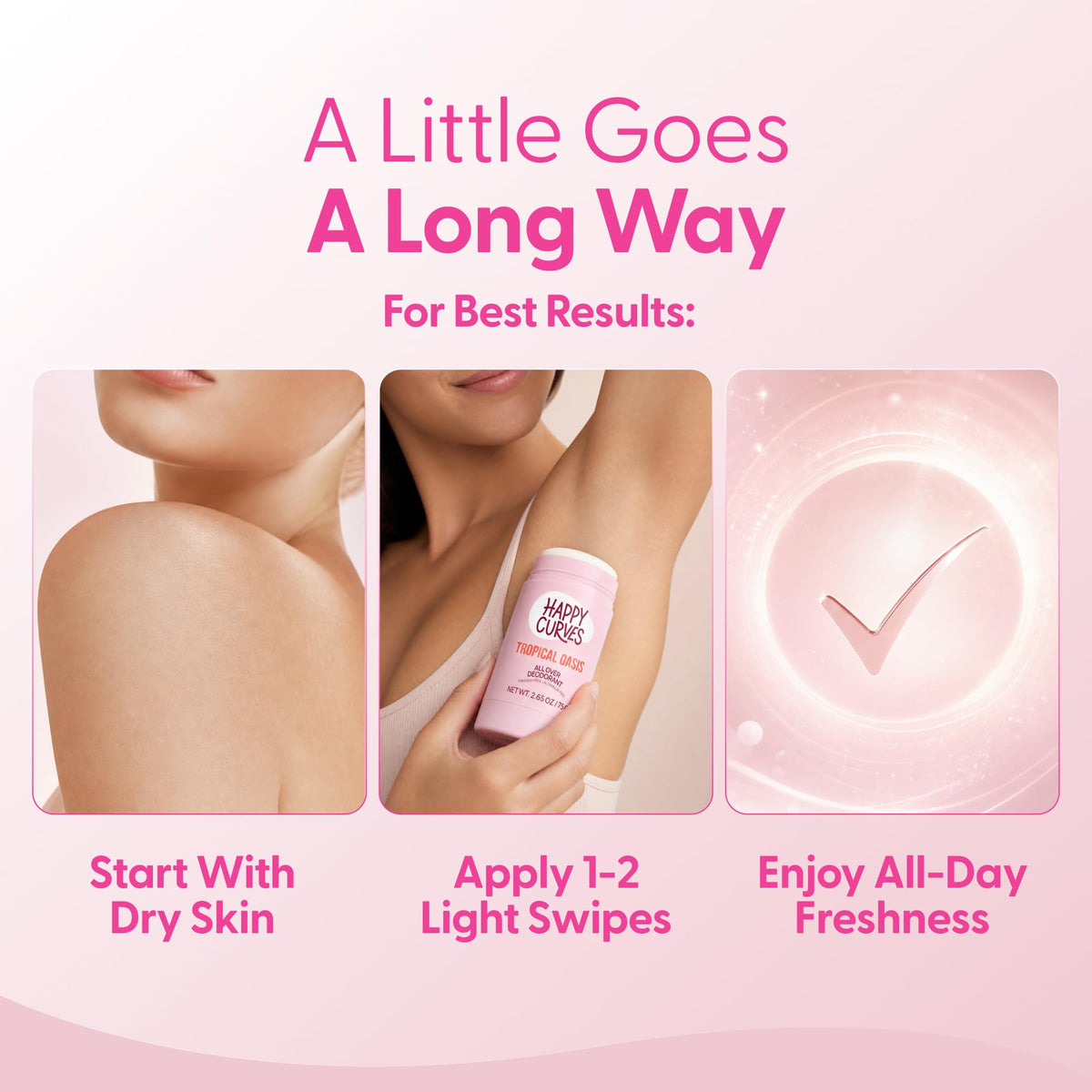HAPPY CURVES applied to underarm illustrating odor control