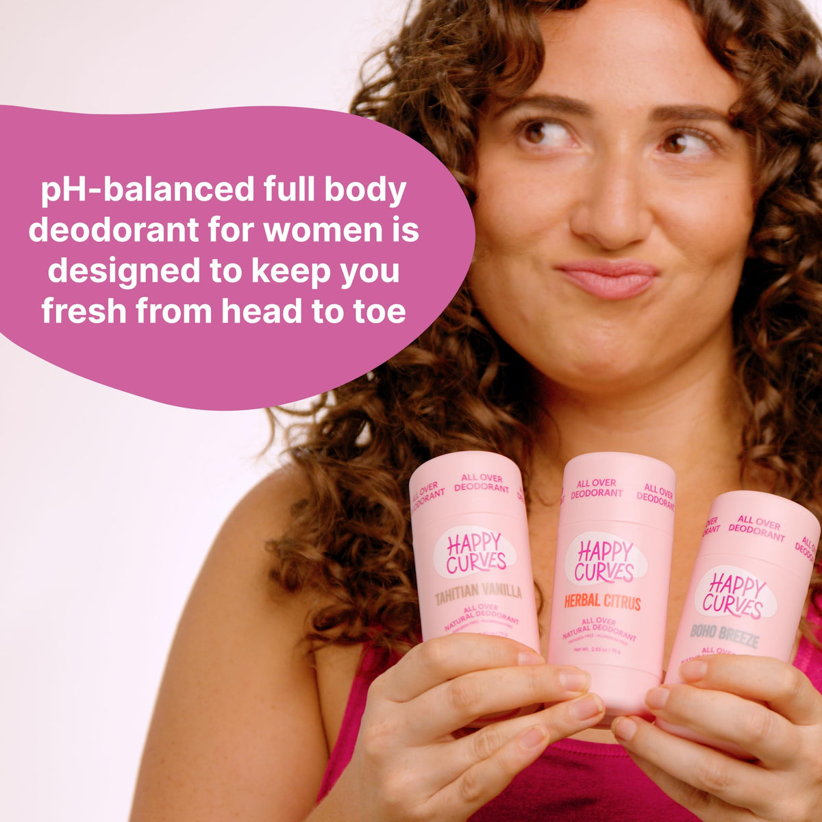 HAPPY CURVES spray nozzle close-up demonstrating easy mist application and even coverage