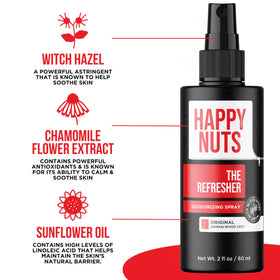 Happy Nuts application demonstration on skin illustrating quick-dry, soothing comfort