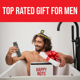 HAPPY NUTS applied to underarm demonstrating targeted odor control benefit