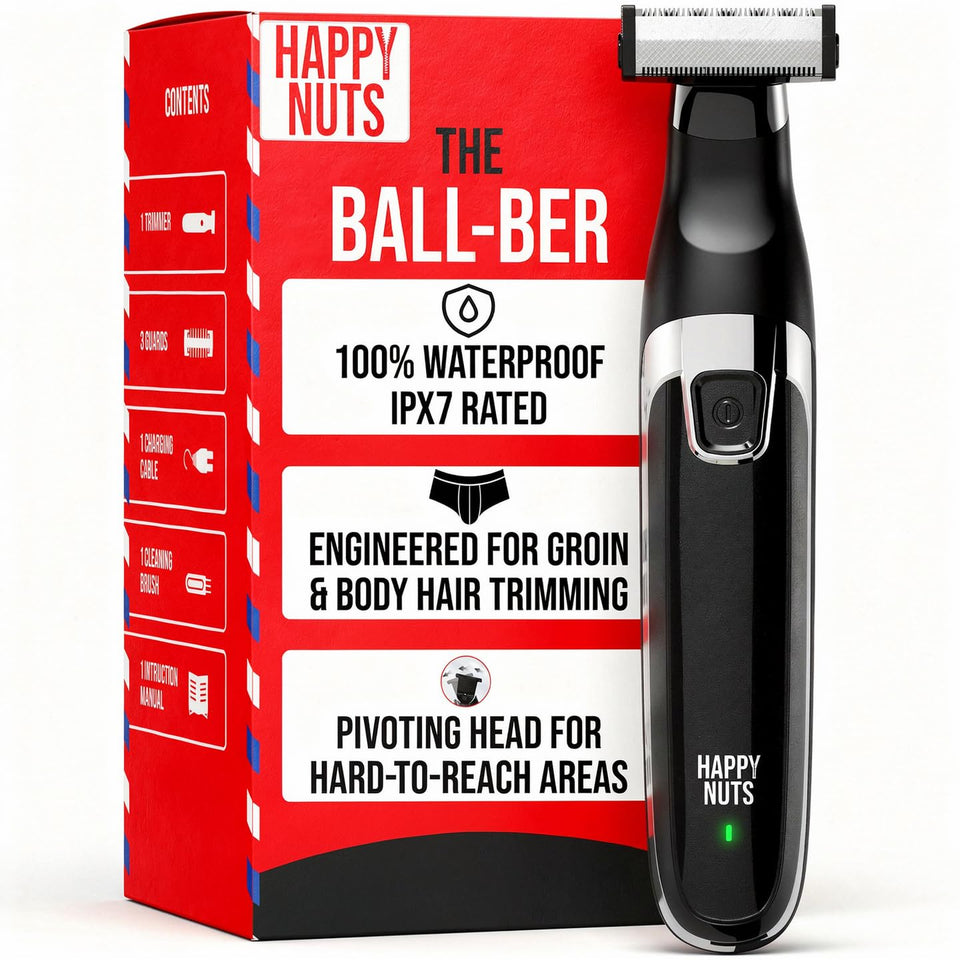 HAPPY NUTS Ballber front view showing ergonomic shape and controls for precise trim
