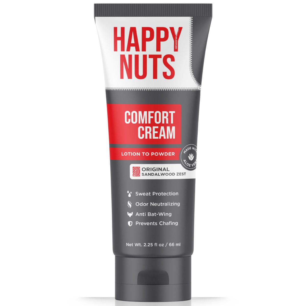 HAPPY NUTS front packaging showing product jar and branding, conveys trust