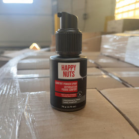 HAPPY NUTS ingredients label highlighting aloe and coconut oil for soothing benefits