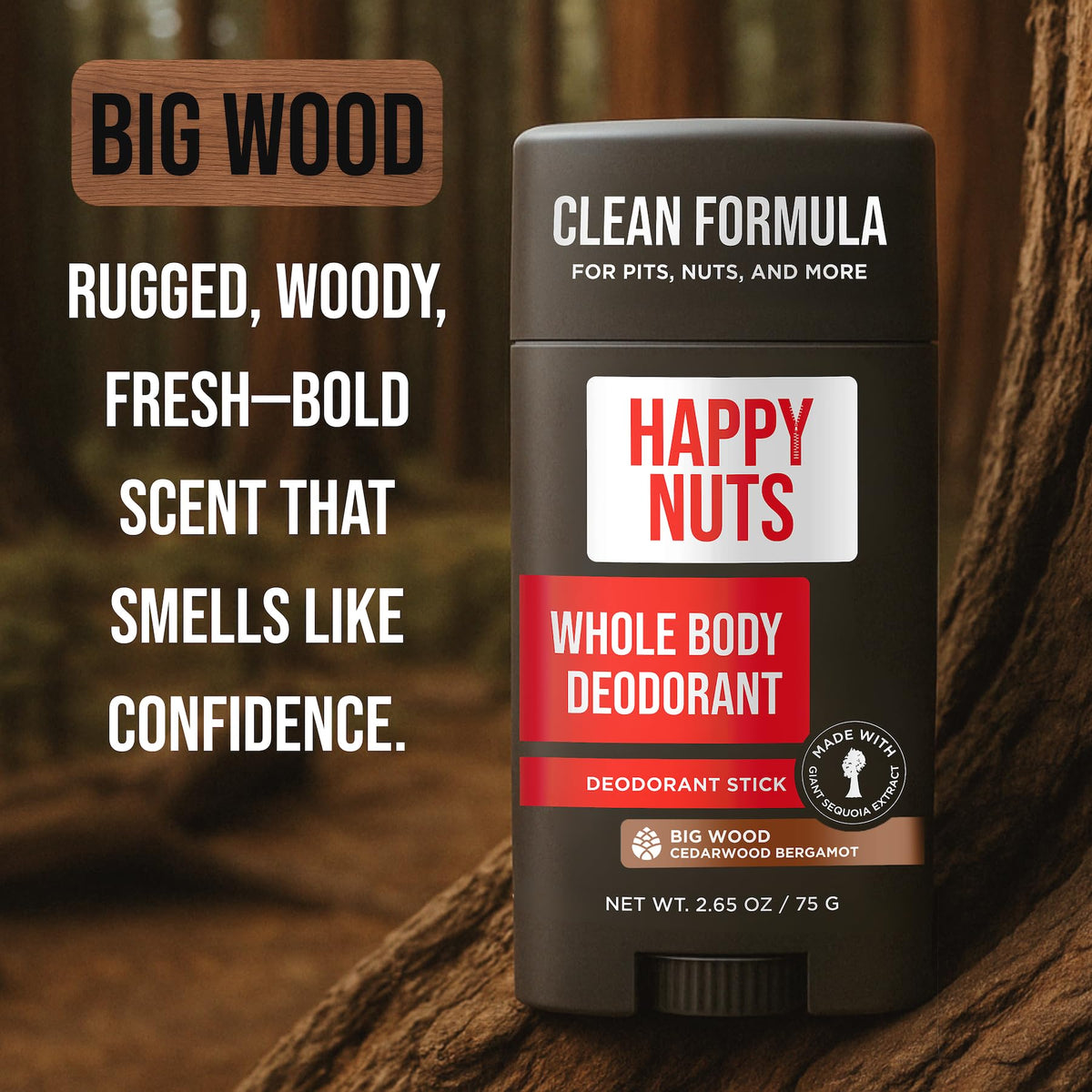 HAPPY NUTS next to a hand to show size and convenient travel benefit