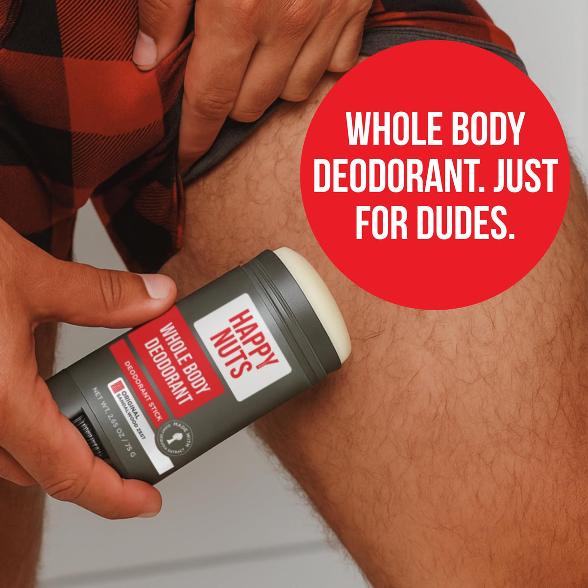 HAPPY NUTS deodorant texture close-up highlighting smooth application benefit