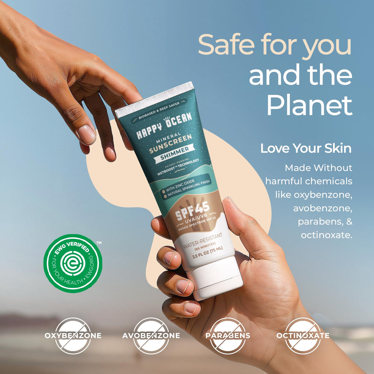 Happy Ocean applied on arm demonstrating buildable glow benefit
