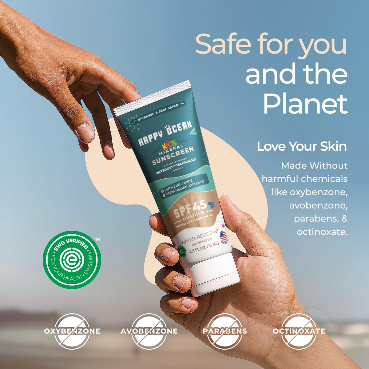 Happy Ocean being applied to a child’s arm offering quick coverage and skin comfort