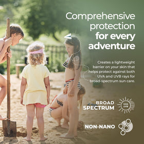 Happy Ocean tube in a beach bag illustrating travel-ready compact sunscreen convenience