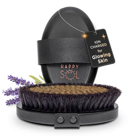 Happy Sol front view of copper body brush showing full design and benefits