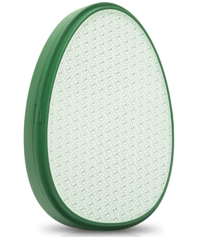 HAPPY SOLES front view of tempered glass file showing shape and handle for comfortable grip