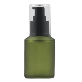 Happyupcity front view green frosted glass pump bottle shows compact styling and elegance