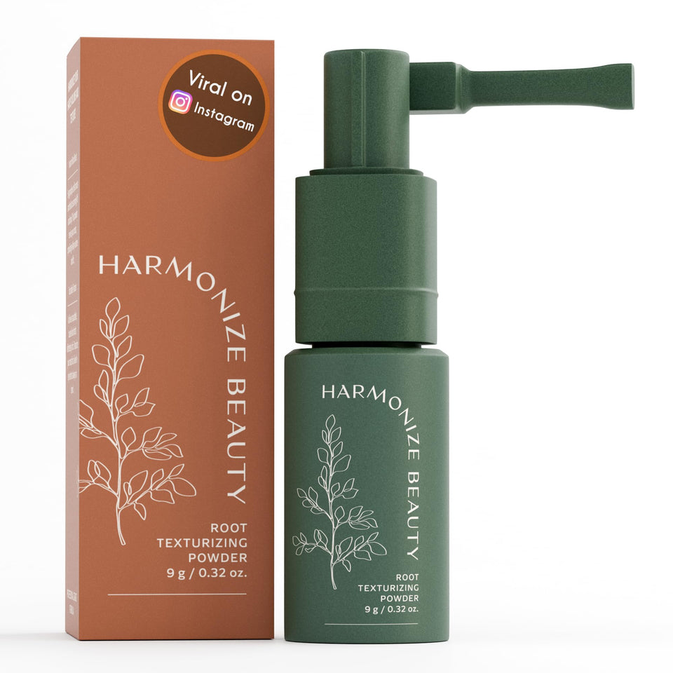 Harmonize Beauty front packaging showing compact talc-free powder for instant lift