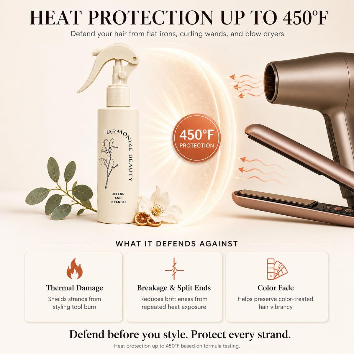 Harmonize Beauty mist on dry hair for midday refresh and frizz control demonstration