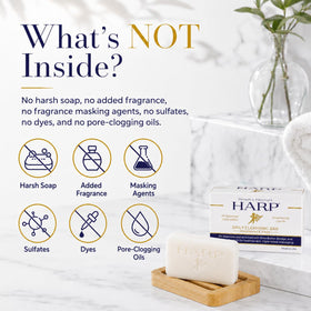 Mansure & Prettyman's HARP bar resting on draining soap dish to extend lifespan
