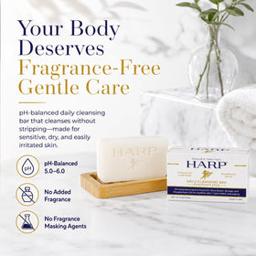Mansure & Prettyman's HARP packaging back label detailing pH-balanced and ingredients