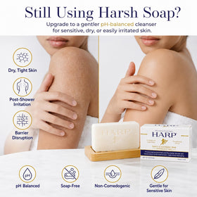 Mansure & Prettyman's HARP with shea butter and borage oil ingredients showing conditioning benefit