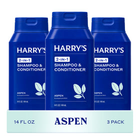 Harry's front packaging showing Aspen scent and benefits
