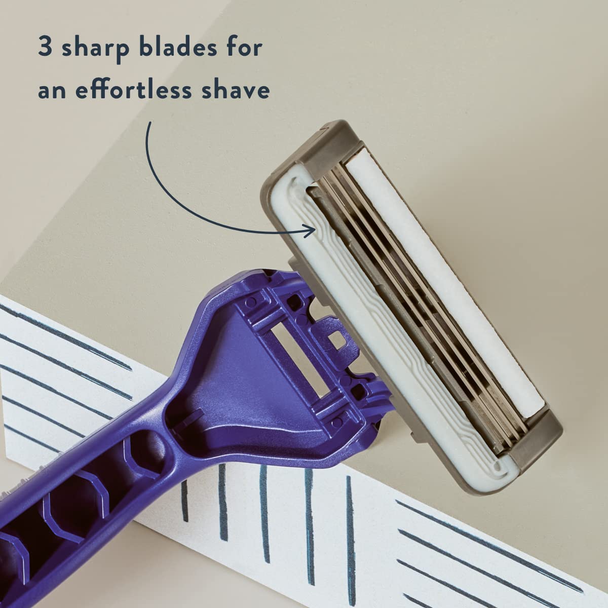 Harry's close-up of three blades delivering a smooth shave benefit