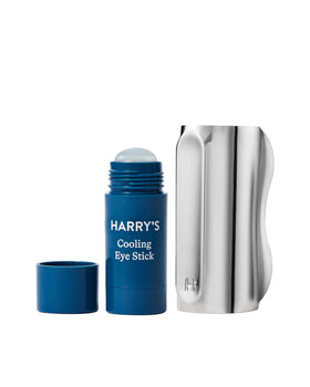 Harry's cooling eye stick front view showing sleek packaging and quick application benefit