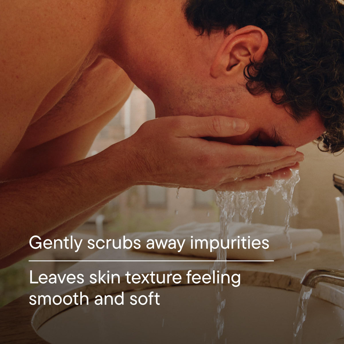 Harry's facial cleanser applied to hand demonstrating smooth lather benefit