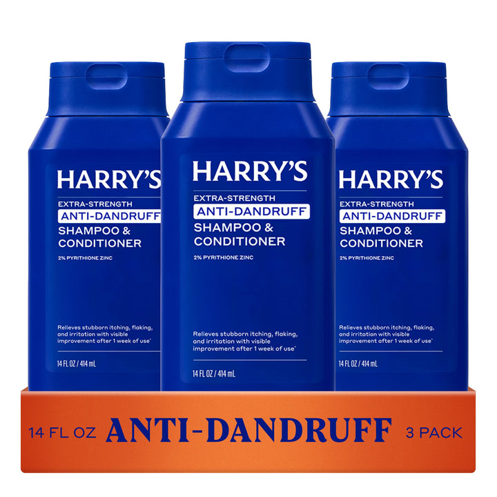 Harry's front packaging of 2-in-1 14 fl oz showing bottle and branding for easy ID and use