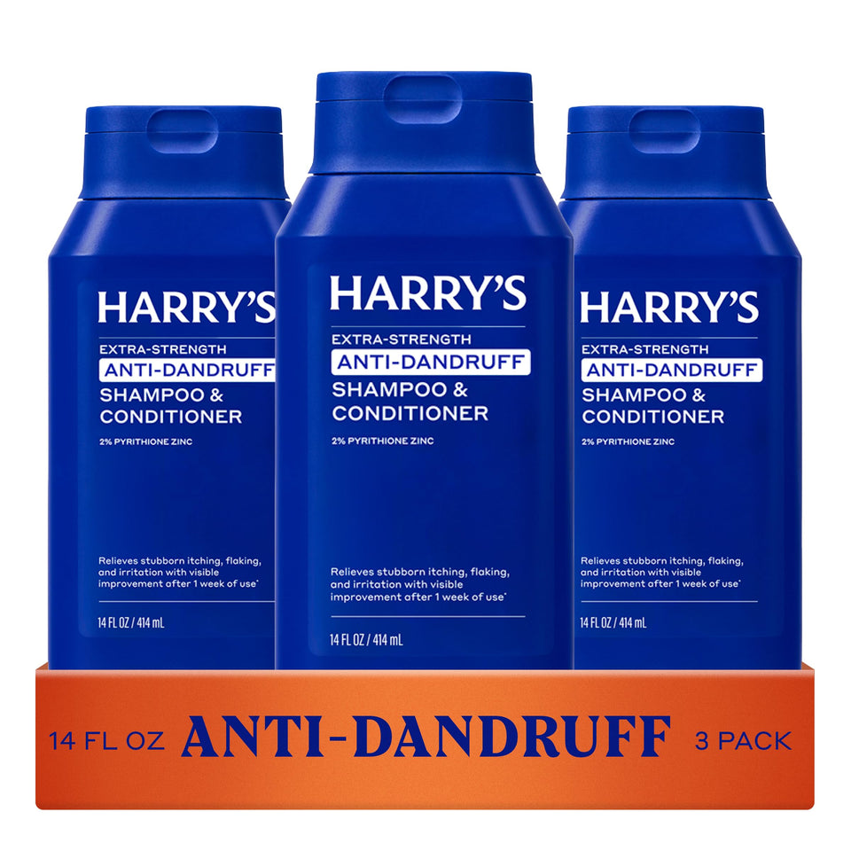 Harry's front packaging of 2-in-1 14 fl oz showing bottle and branding for easy ID and use