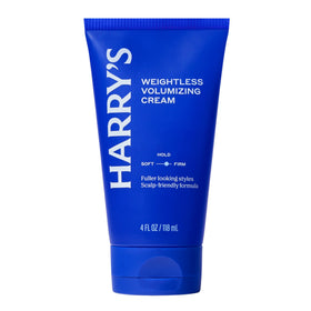 Harry's front packaging showing weightless volumizing cream and easy-to-read label