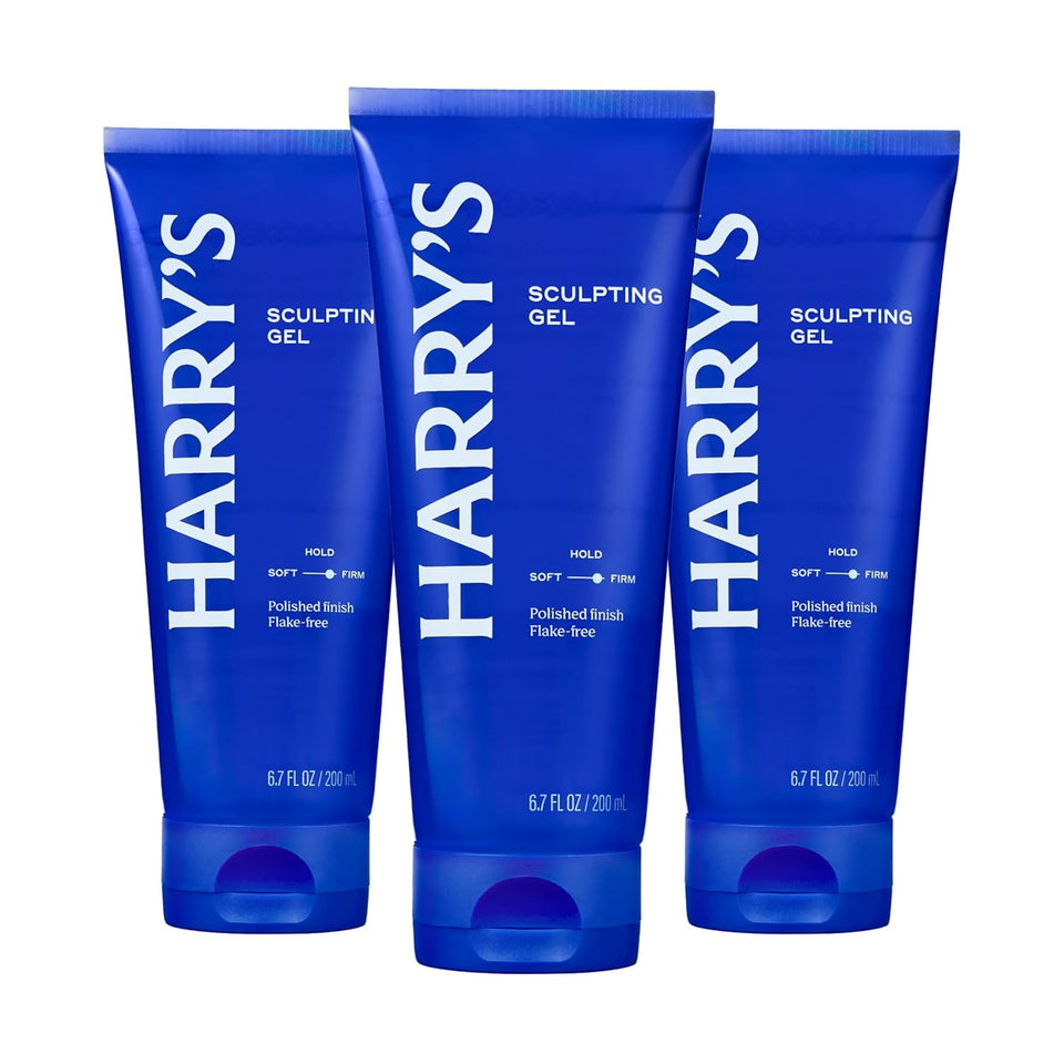 Harry's front packaging showing three 6.7 fl oz tubes and clear branding for easy supply