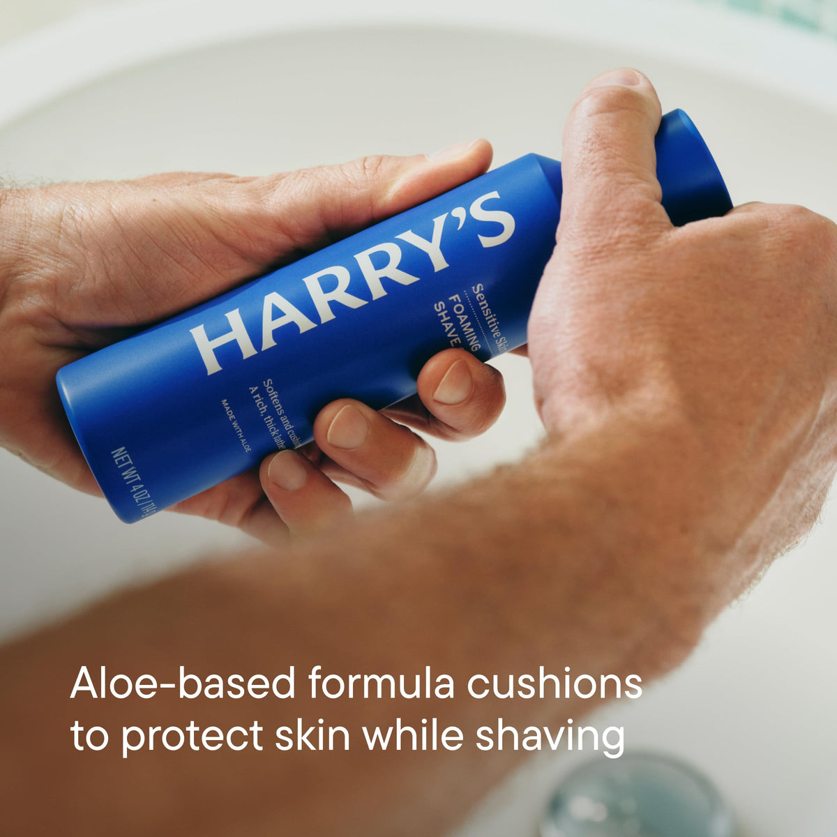 Harry's handle grip at an angle highlighting rubberized texture for secure handling