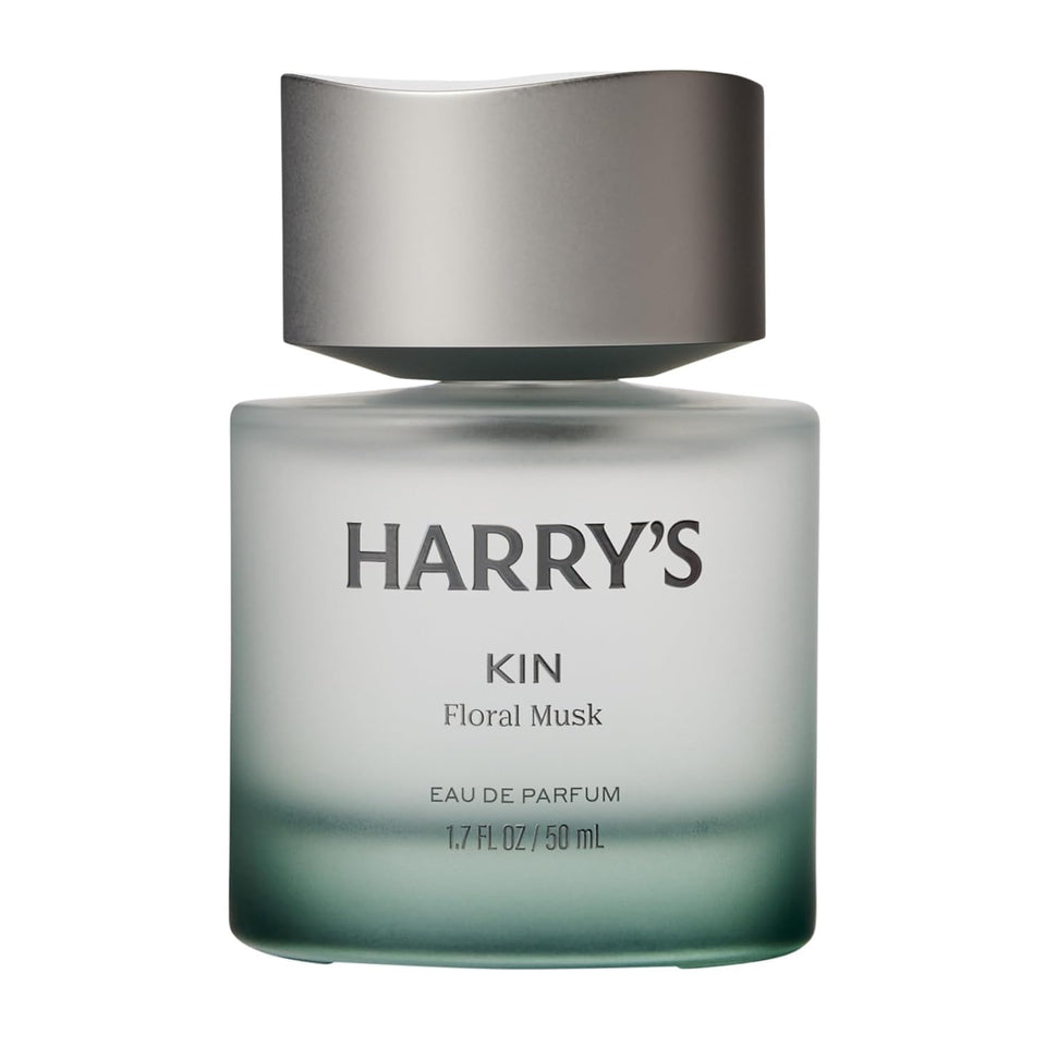Harry's Kin front bottle shown upright conveying refined presentation and everyday confidence