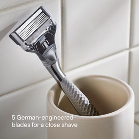 Harry's kit packaging and contents highlighting ready-to-use shaving set