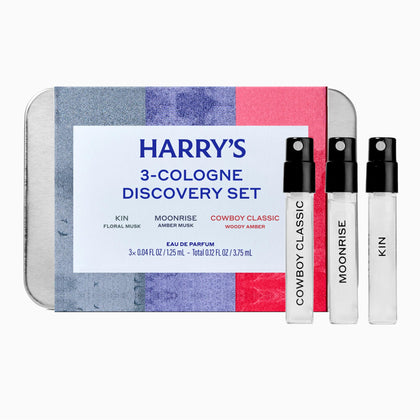 Harry's metal tin front view showing secure collectible storage and polished finish